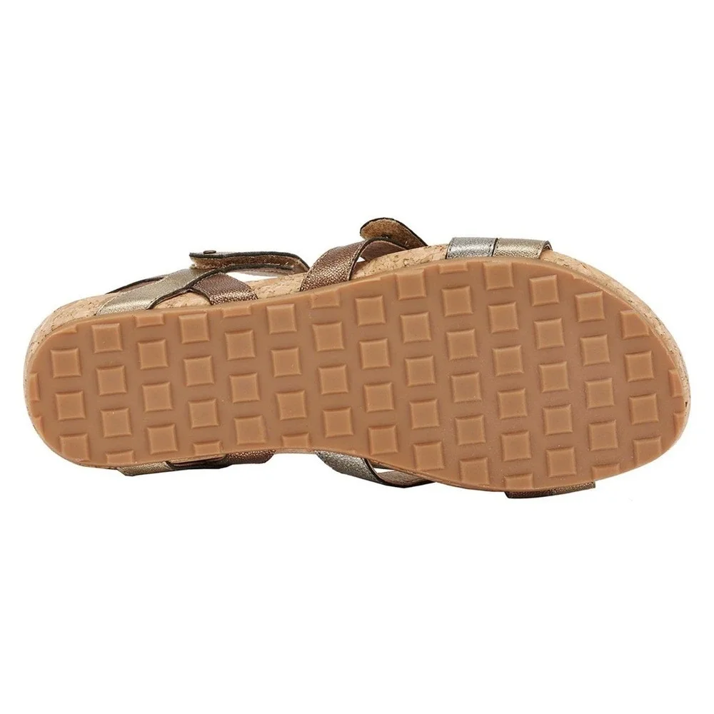 Ros Hommerson Womens Metallic Strappy Cork Wedge Sandals Gold Silver Bronze 10 M - Picture 6 of 7